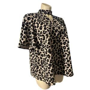 Lane Bryant Leopard Print Choker Neck Blouse Top Plus Size 18